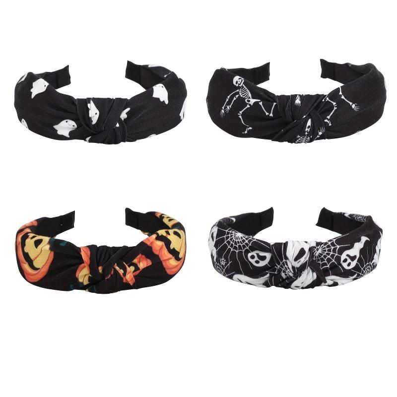Halloween Ghost Print Headband Pumpkin Spider Web Pattern Headdress