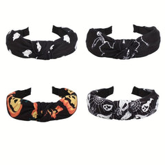 Halloween Ghost Print Headband Pumpkin Spider Web Pattern Headdress