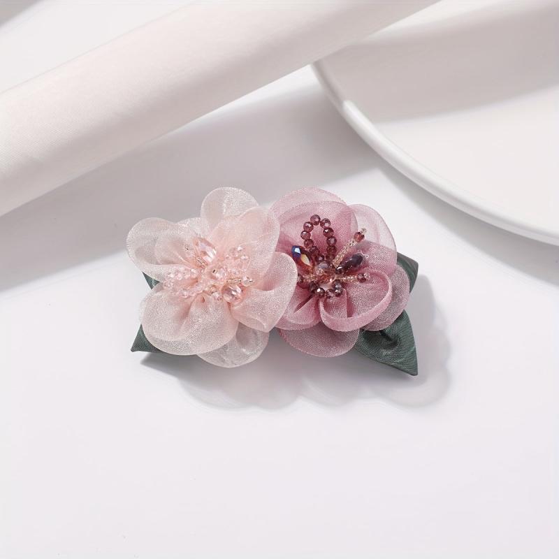 Fabric Flower Hair Clip for Party, Birthday
