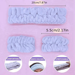 3pcs Flannel Headband Hair Scrunchies Set for Women, Girls