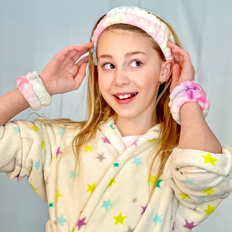 3pcs Flannel Headband Hair Scrunchies Set for Women, Girls