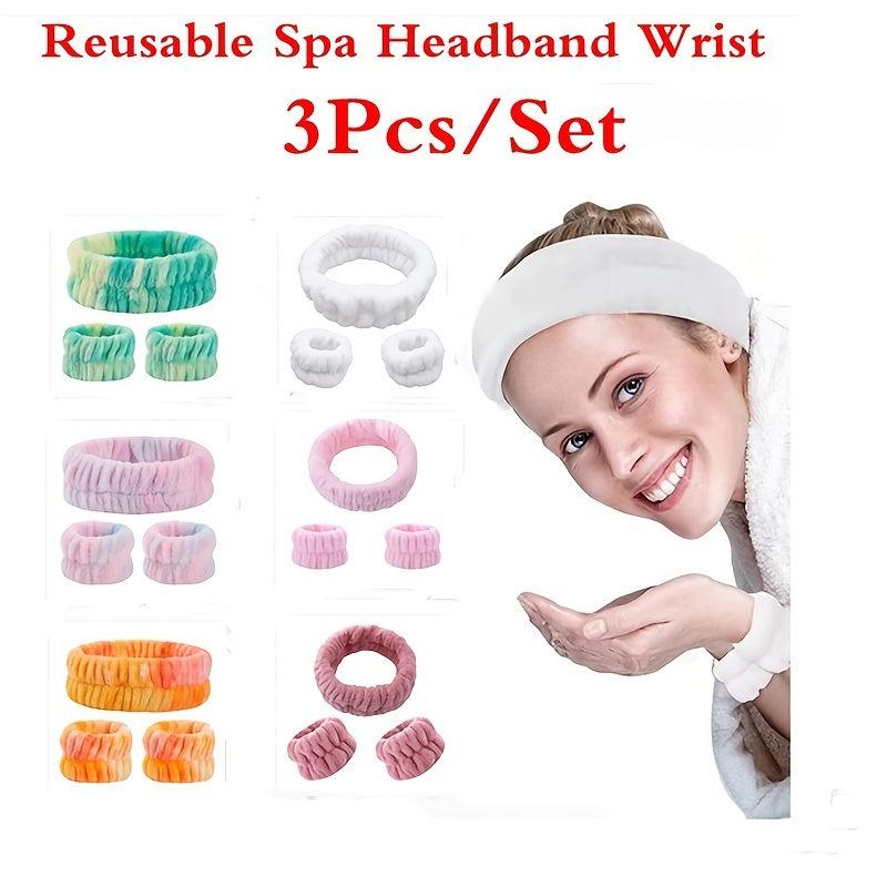 3pcs Flannel Headband Hair Scrunchies Set for Women, Girls