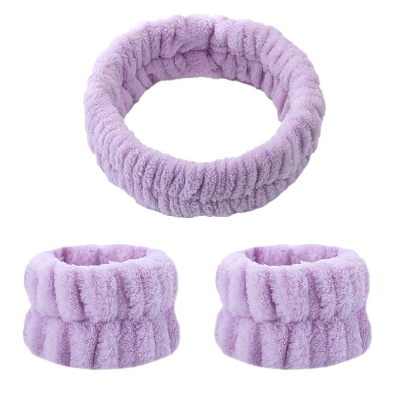 3pcs Flannel Headband Hair Scrunchies Set for Women, Girls