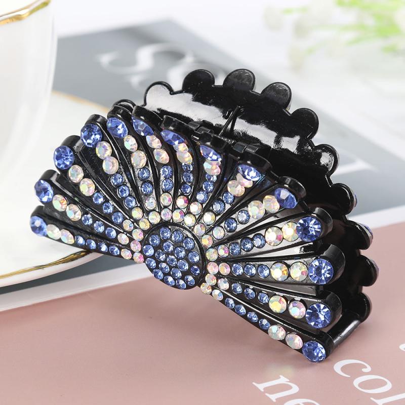 Rhinestone Fan shaped Hair Clip Acrylic Hairpin Headgear Ponytail Clip