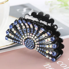Rhinestone Fan shaped Hair Clip Acrylic Hairpin Headgear Ponytail Clip