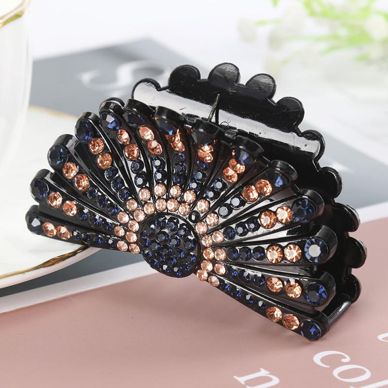 Rhinestone Fan shaped Hair Clip Acrylic Hairpin Headgear Ponytail Clip