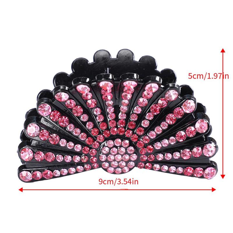 Rhinestone Fan shaped Hair Clip Acrylic Hairpin Headgear Ponytail Clip