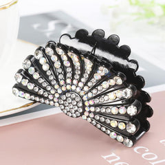 Rhinestone Fan shaped Hair Clip Acrylic Hairpin Headgear Ponytail Clip