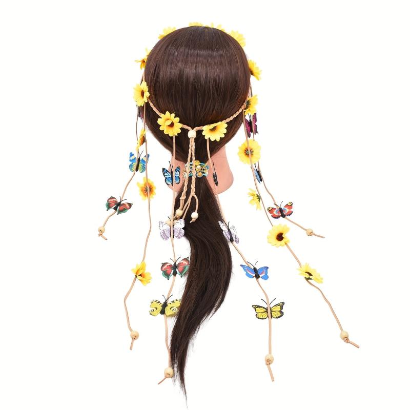 Daisy Flower Butterfly Headband Tassel Hair Bands Hair Accessories