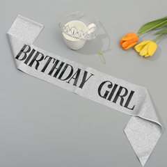 Crown & Pink Sash Crystal Tiara Set, Women Kids Birthday Decorations