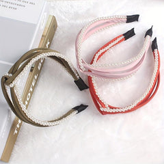 Cross Knot Headband with Faux Pearl Decor