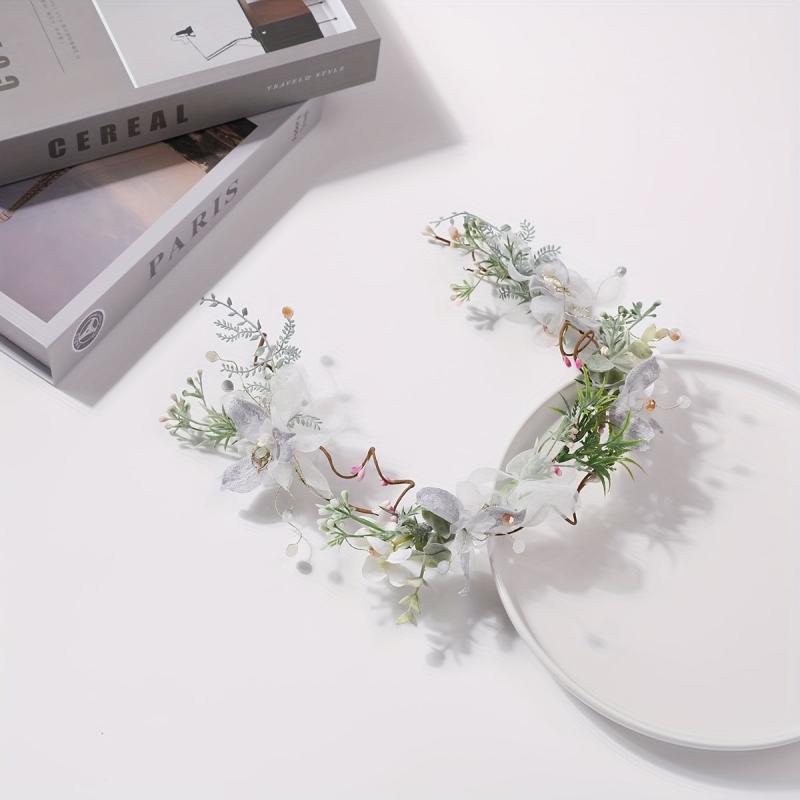 Flower Leaf Head Hoop Garland Headdress for Women Girls Wedding