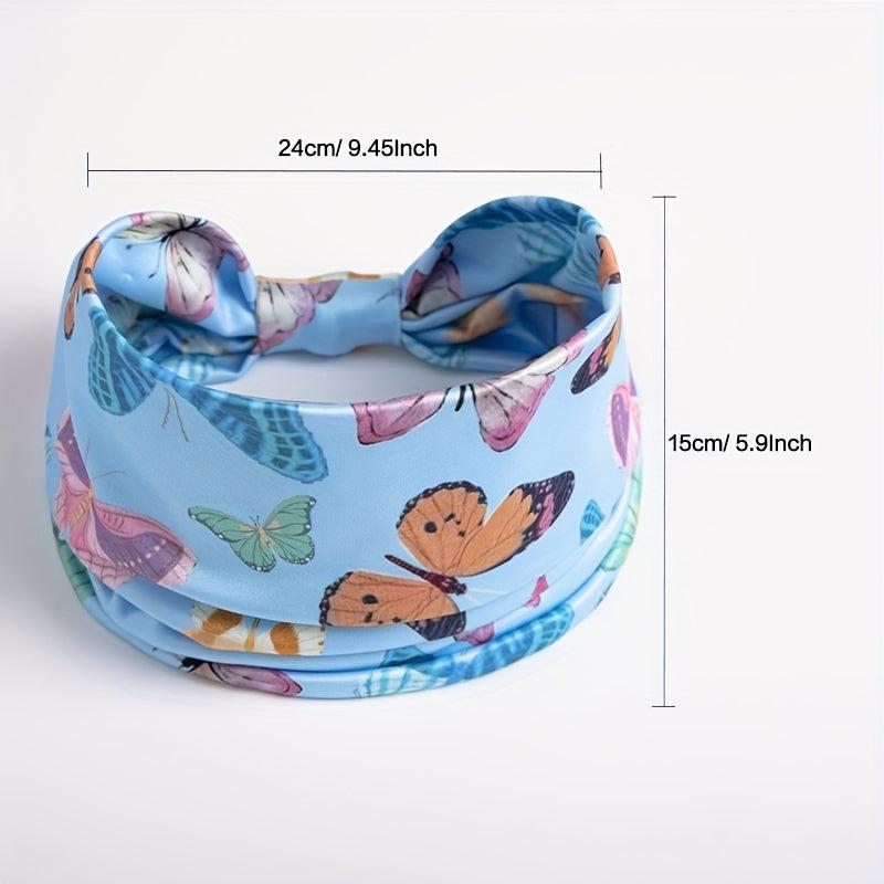 Boho Butterfly Headband Wide Knotted Hair Band Stretchy Sport Yoga Accessory