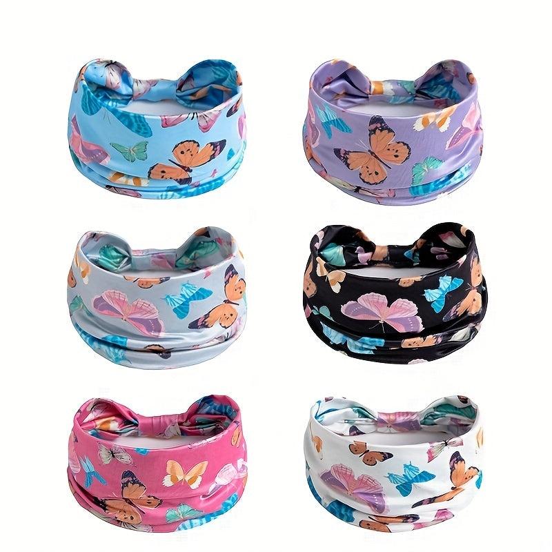 Boho Butterfly Headband Wide Knotted Hair Band Stretchy Sport Yoga Accessory