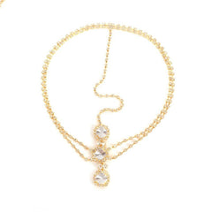 Boho Rhinestone Head Chain Jewelry Golden Bridal Headpiece