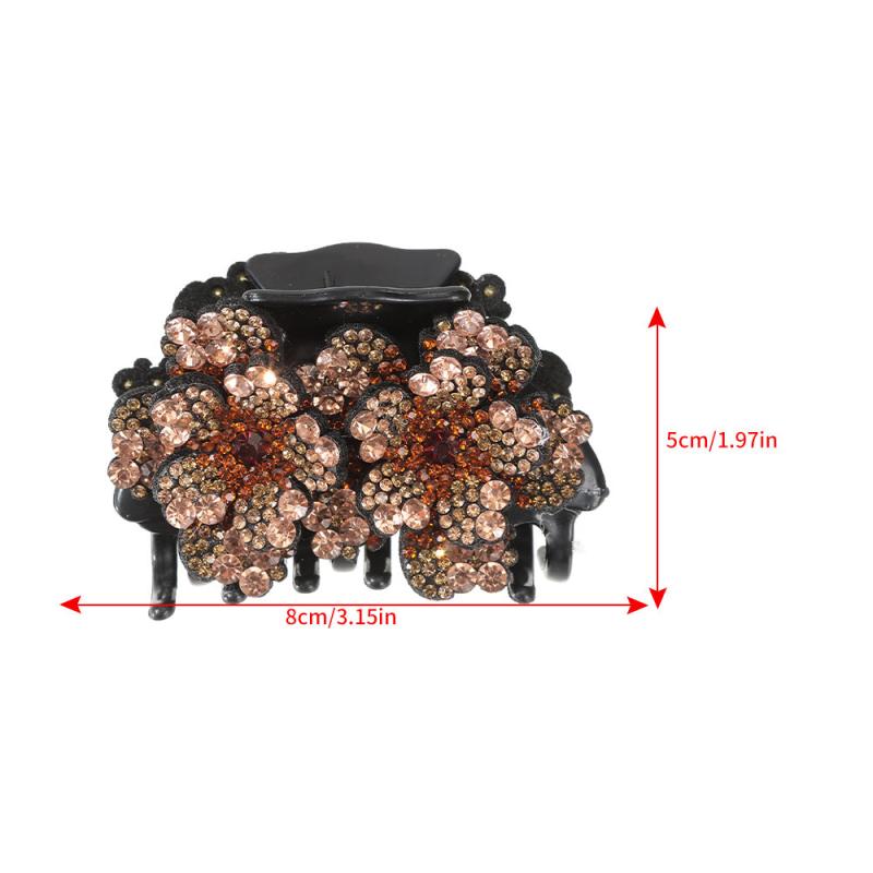 Retro Flower Rhinestone Hair Claw Women's Hair Accessories