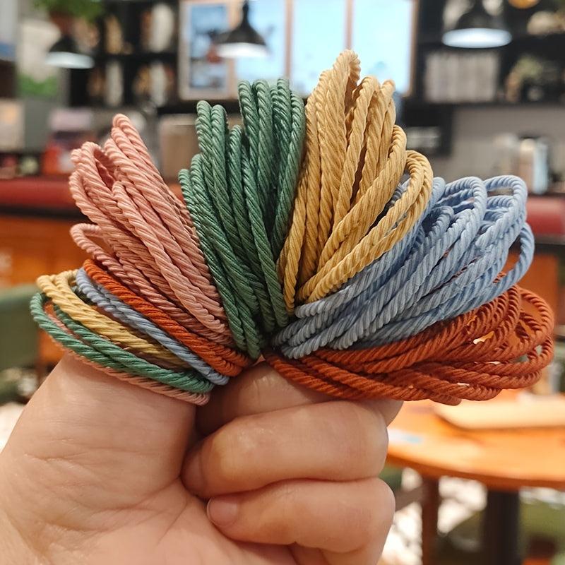 50pcs Hair Tie Elastic Ponytail Hair Rope Rubber Band Basic Accessories