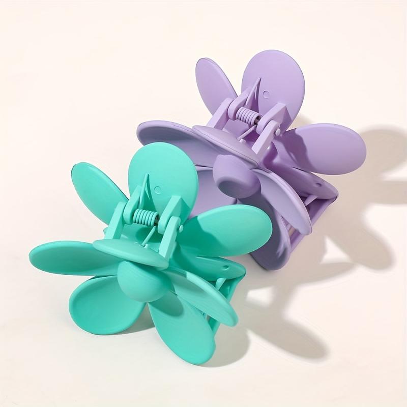 8pcs Large Flower Hair Claw Solid Hair Claw Ponytail Holder Jaw Claw