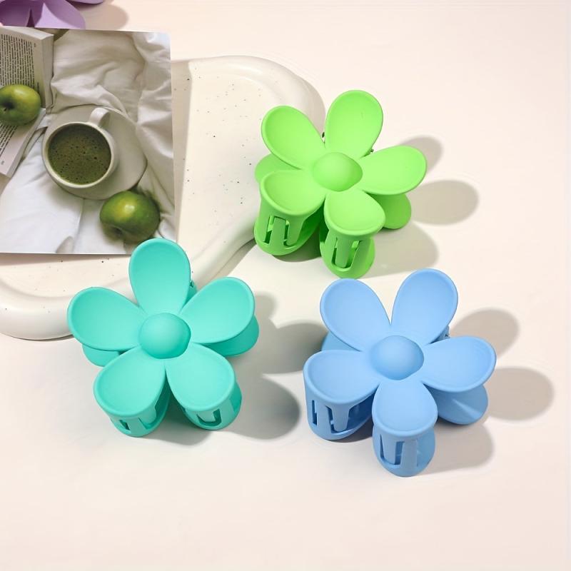 8pcs Large Flower Hair Claw Solid Hair Claw Ponytail Holder Jaw Claw