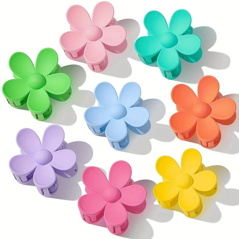 8pcs Large Flower Hair Claw Solid Hair Claw Ponytail Holder Jaw Claw