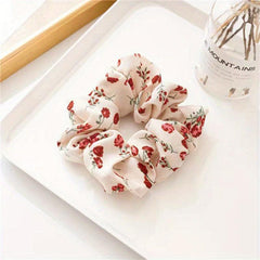 Flower Scrunchie Crackle Pastoral Style Hair Tie Women's Bundle Hair Decoration