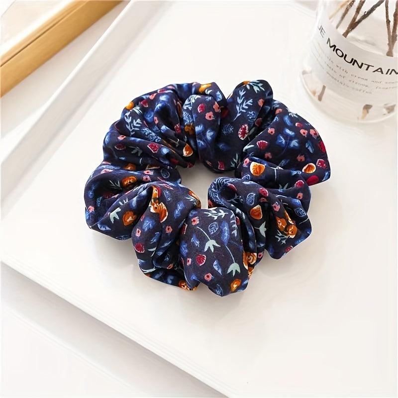 Flower Scrunchie Crackle Pastoral Style Hair Tie Women's Bundle Hair Decoration