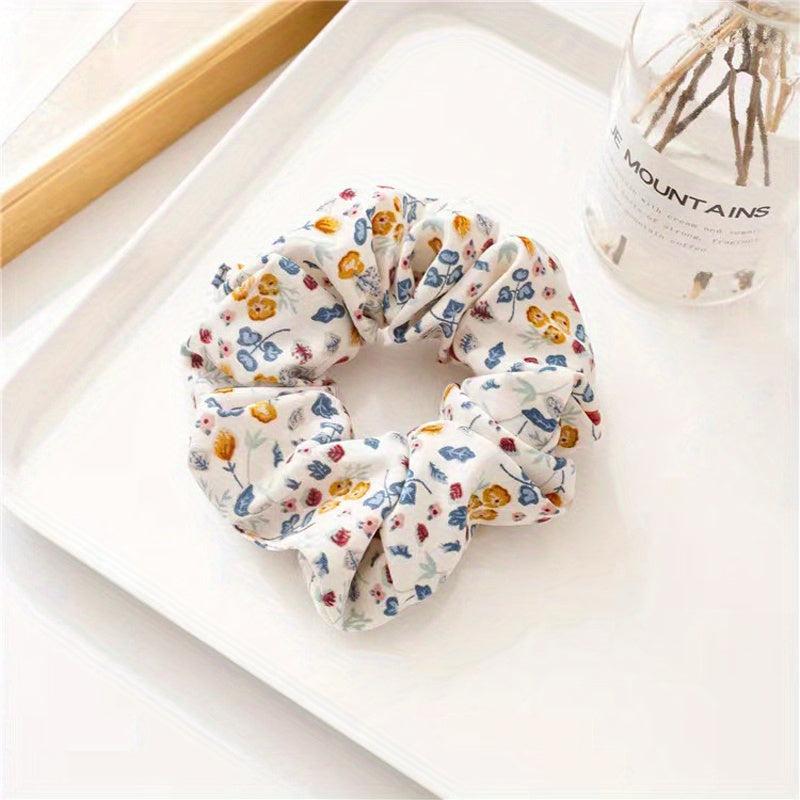 Flower Scrunchie Crackle Pastoral Style Hair Tie Women's Bundle Hair Decoration