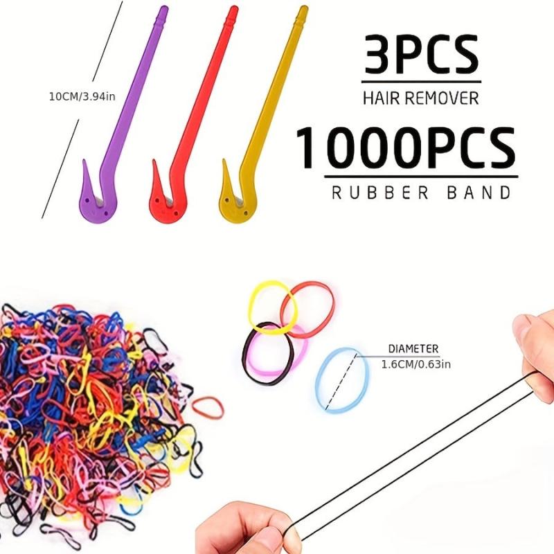 1000pcs Girls Hair Accessories Set with Rubber Bands and Cutter