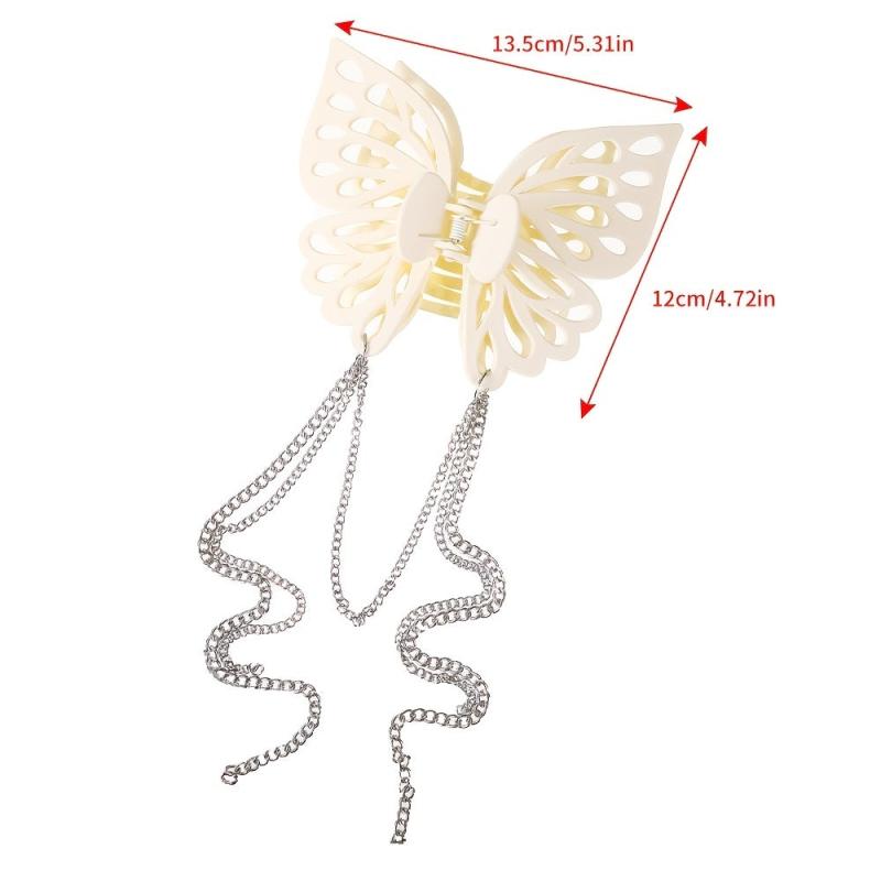 Butterfly Tassel Hair Claw Clip Strong Hold Grip Thick Hair Accessories