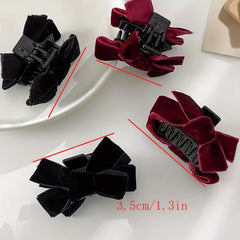 4pcs Velvet Bow Hair Claw Minimalist Banana Clip Headwear