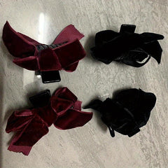 4pcs Velvet Bow Hair Claw Minimalist Banana Clip Headwear