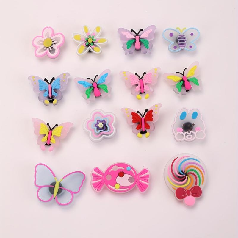 15pcs Butterfly Flower Shoe Charms Pack Sweet Shoe Decorations