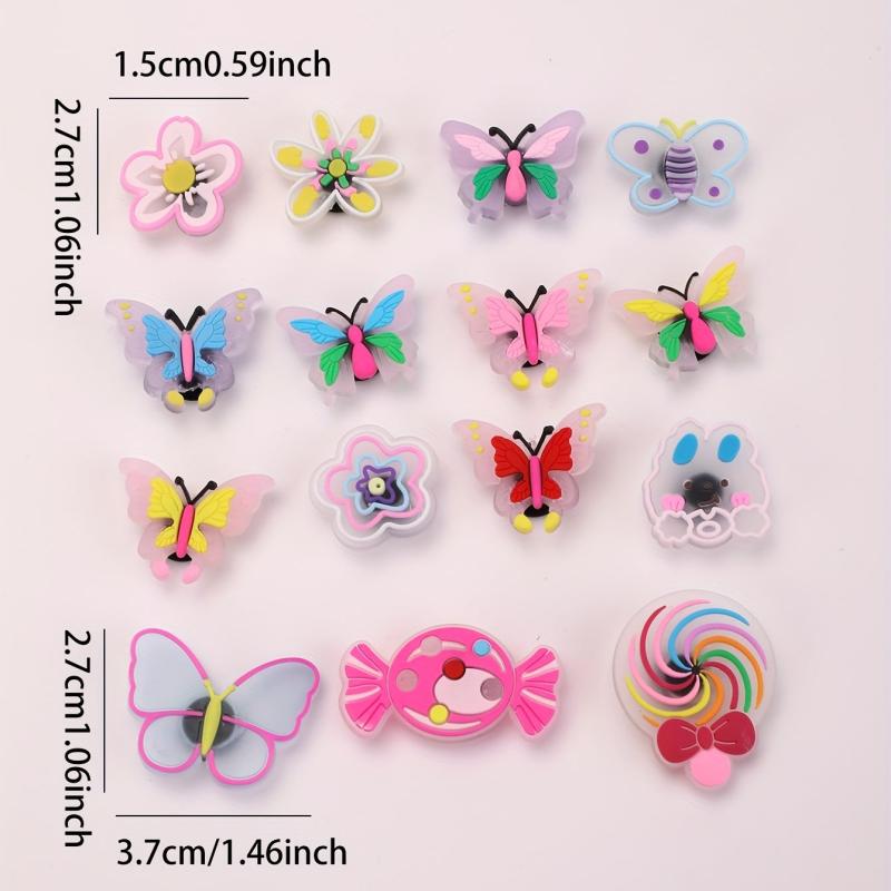 15pcs Butterfly Flower Shoe Charms Pack Sweet Shoe Decorations