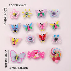 15pcs Butterfly Flower Shoe Charms Pack Sweet Shoe Decorations