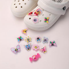 15pcs Butterfly Flower Shoe Charms Pack Sweet Shoe Decorations