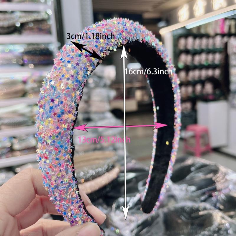 Colorful Star Sequin Headband Glitter Hair Band for Women Girls