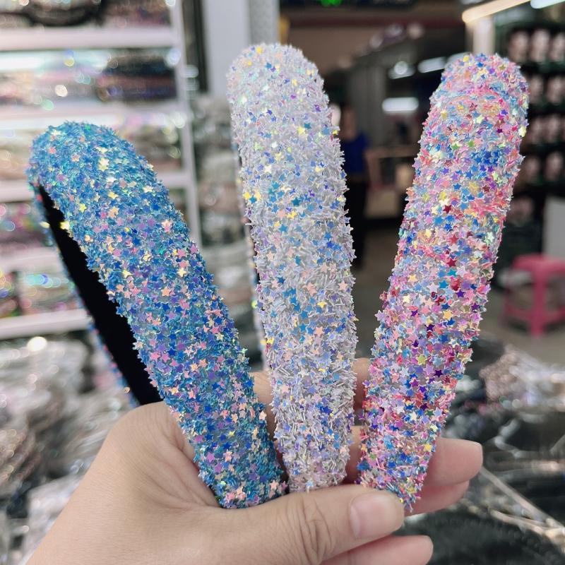 Colorful Star Sequin Headband Glitter Hair Band for Women Girls