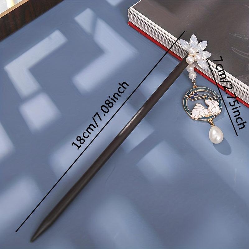 Wooden Hairpin Ancient Style Tassel Hairpin Bunny Pendant Hairpin