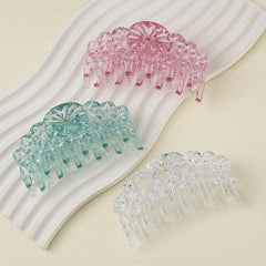 6pcs Glitter Crystal Hair Claw Nonslip Ponytail Holder Shark Claw