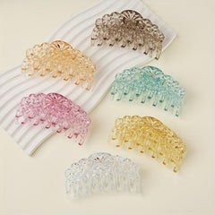 6pcs Glitter Crystal Hair Claw Nonslip Ponytail Holder Shark Claw