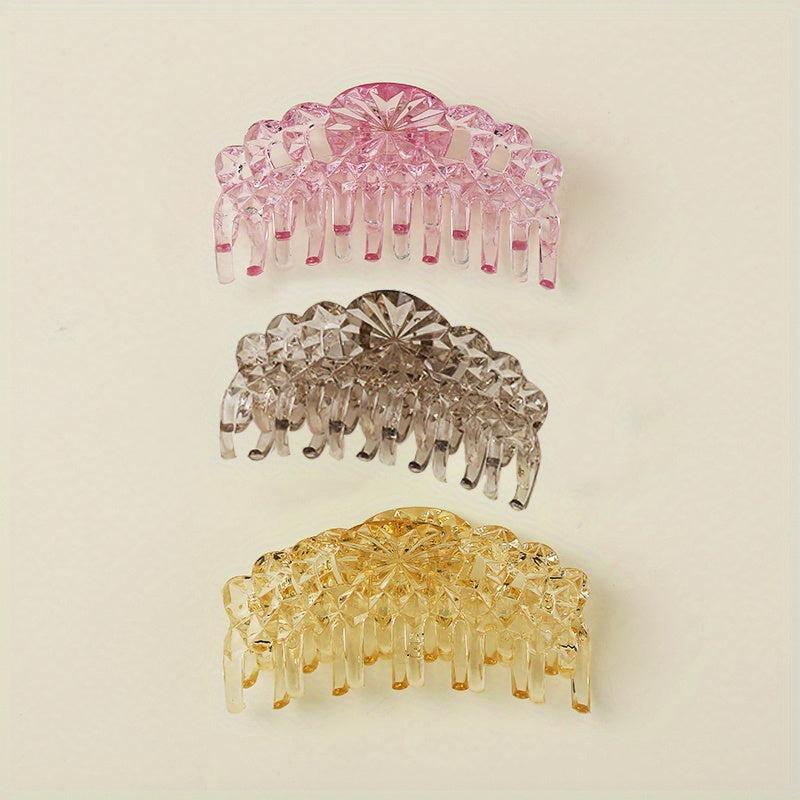 6pcs Glitter Crystal Hair Claw Nonslip Ponytail Holder Shark Claw