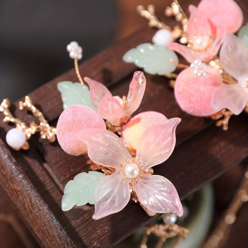 Chinese Style Hair Clip Tassel Peach Blossom Decor Duck Bill Clip Costume Access