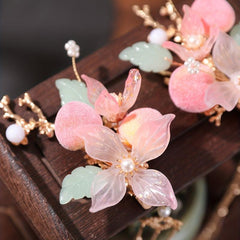 Chinese Style Hair Clip Tassel Peach Blossom Decor Duck Bill Clip Costume Access