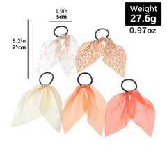 5pcs Mesh Decor Hair Tie Non Slip Scrunchie Ponytail Holder Elastic Hair Accesso