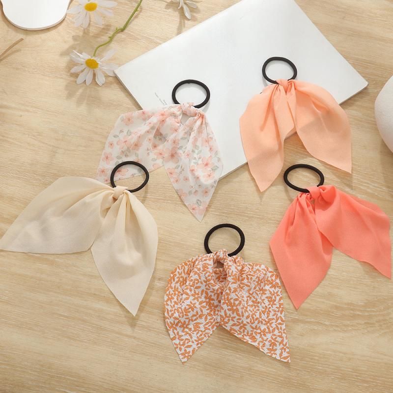 5pcs Mesh Decor Hair Tie Non Slip Scrunchie Ponytail Holder Elastic Hair Accesso