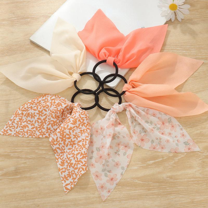 5pcs Mesh Decor Hair Tie Non Slip Scrunchie Ponytail Holder Elastic Hair Accesso
