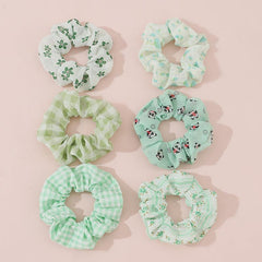 6pcs Checkered Scrunchies Panda Print Hair Rope Elastic Hair Accessories