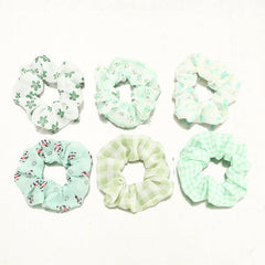 6pcs Checkered Scrunchies Panda Print Hair Rope Elastic Hair Accessories