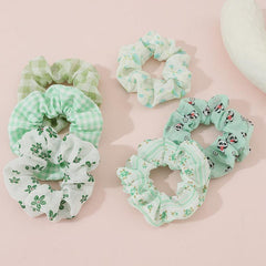 6pcs Checkered Scrunchies Panda Print Hair Rope Elastic Hair Accessories