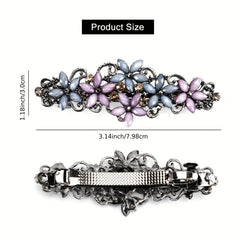 Vintage Flower Barrette Rhinestone Hair Clips Women